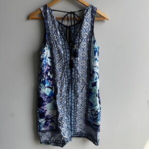 Tommy Bahama Navy and White Patterned Dress